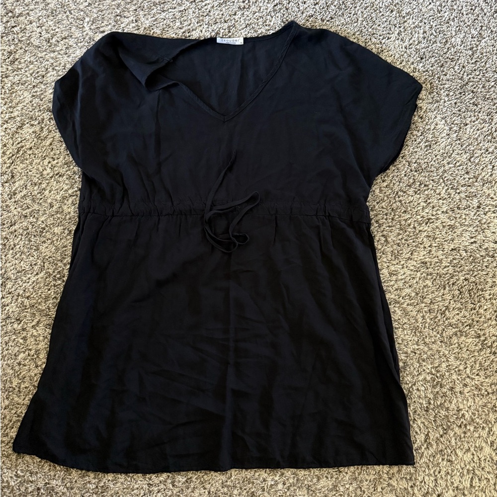 Black V-Neck Women's Top